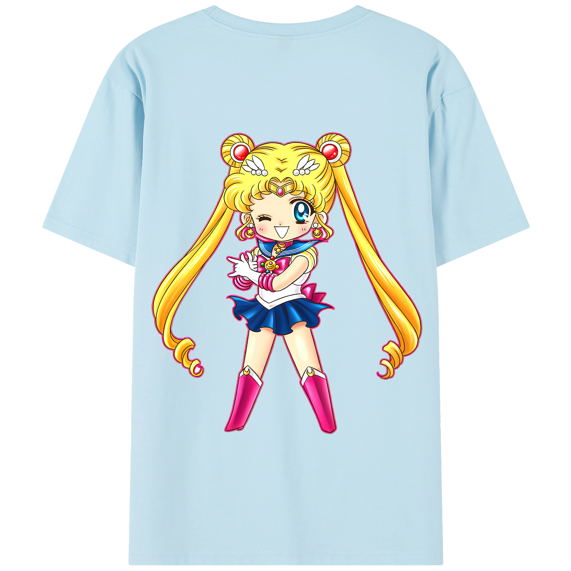 （画像用） 美少女戦士セーラームーン 月野 うさぎ つきの うさぎ Sailor Moon Tsukino Usagi 綿100％半袖Tシャツ（背面プリント）